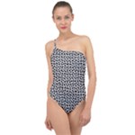 Marble Cracked Pattern Surface Classic One Shoulder Swimsuit