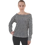 Marble Cracked Pattern Surface Off Shoulder Long Sleeve Velour Top