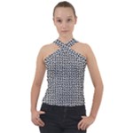 Marble Cracked Pattern Surface Cross Neck Velour Top