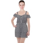 Marble Cracked Pattern Surface Ruffle Cut Out Chiffon Playsuit