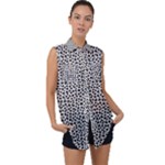 Marble Cracked Pattern Surface Sleeveless Chiffon Button Shirt