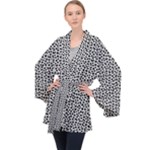 Marble Cracked Pattern Surface Long Sleeve Velvet Kimono 