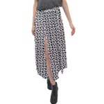 Marble Cracked Pattern Surface Velour Split Maxi Skirt