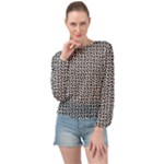 Marble Cracked Pattern Surface Banded Bottom Chiffon Top