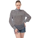 Marble Cracked Pattern Surface High Neck Long Sleeve Chiffon Top