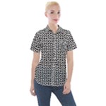 Marble Cracked Pattern Surface Women s Short Sleeve Pocket Shirt