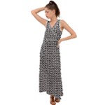 Marble Cracked Pattern Surface V-Neck Chiffon Maxi Dress