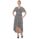 Marble Cracked Pattern Surface Front Wrap High Low Dress