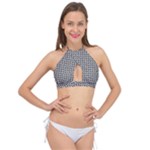 Marble Cracked Pattern Surface Cross Front Halter Bikini Top