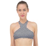 Marble Cracked Pattern Surface High Neck Bikini Top