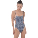 Marble Cracked Pattern Surface Tie Strap One Piece Swimsuit