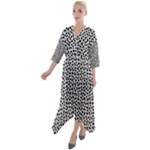 Marble Cracked Pattern Surface Quarter Sleeve Wrap Front Maxi Dress