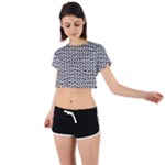 Marble Cracked Pattern Surface Tie Back Short Sleeve Crop T-Shirt