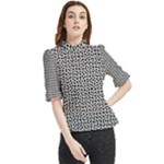 Marble Cracked Pattern Surface Frill Neck Blouse