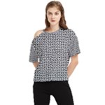 Marble Cracked Pattern Surface One Shoulder Cut Out T-Shirt