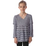 Marble Cracked Pattern Surface Kids  V Neck Casual Top