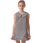 Marble Cracked Pattern Surface Kids  Pilgrim Collar Ruffle Hem Dress