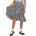 Marble Cracked Pattern Surface Kids  Ruffle Flared Wrap Midi Skirt