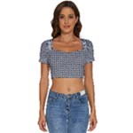 Marble Cracked Pattern Surface Short Sleeve Square Neckline Crop Top 