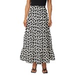 Marble Cracked Pattern Surface Tiered Ruffle Maxi Skirt