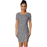 Marble Cracked Pattern Surface Fitted Knot Split End Bodycon Dress