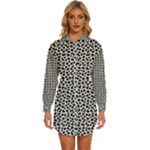 Marble Cracked Pattern Surface Womens Long Sleeve Shirt Dress