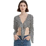 Marble Cracked Pattern Surface Trumpet Sleeve Cropped Top