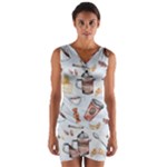 Coffee Mania Caffeine Wrap Front Bodycon Dress