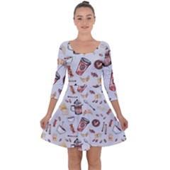 Quarter Sleeve Skater Dress 