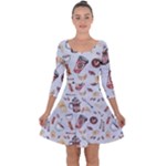 Coffee Mania Caffeine Quarter Sleeve Skater Dress