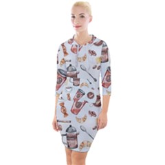 Quarter Sleeve Hood Bodycon Dress 