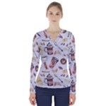 Coffee Mania Caffeine V-Neck Long Sleeve Top