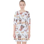 Coffee Mania Caffeine Quarter Sleeve Pocket Dress