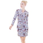 Coffee Mania Caffeine Button Long Sleeve Dress