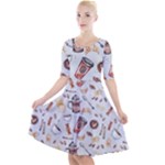 Coffee Mania Caffeine Quarter Sleeve A-Line Dress