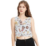 Coffee Mania Caffeine V-Neck Cropped Tank Top