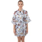 Coffee Mania Caffeine Half Sleeve Satin Kimono 