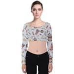 Coffee Mania Caffeine Velvet Long Sleeve Crop Top