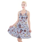 Coffee Mania Caffeine Halter Party Swing Dress 