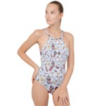 Coffee Mania Caffeine High Neck One Piece Swimsuit