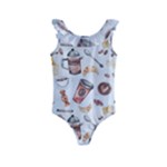 Coffee Mania Caffeine Kids  Frill Swimsuit