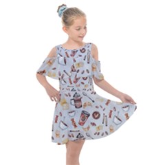 Kids  Shoulder Cutout Chiffon Dress 