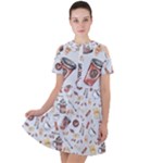 Coffee Mania Caffeine Short Sleeve Shoulder Cut Out Dress 