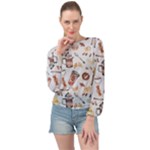 Coffee Mania Caffeine Banded Bottom Chiffon Top