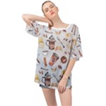 Coffee Mania Caffeine Oversized Chiffon Top