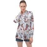 Coffee Mania Caffeine Long Sleeve Satin Shirt