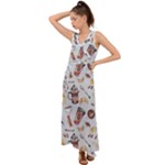 Coffee Mania Caffeine V-Neck Chiffon Maxi Dress