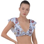 Coffee Mania Caffeine Plunge Frill Sleeve Bikini Top