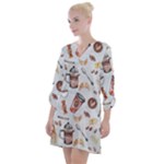 Coffee Mania Caffeine Open Neck Shift Dress