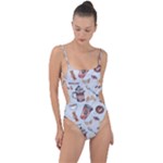 Coffee Mania Caffeine Tie Strap One Piece Swimsuit